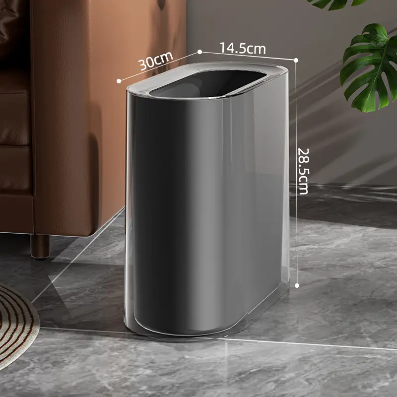 Transparent Bathroom Trash Can with Narrow Gap Design - Image 2