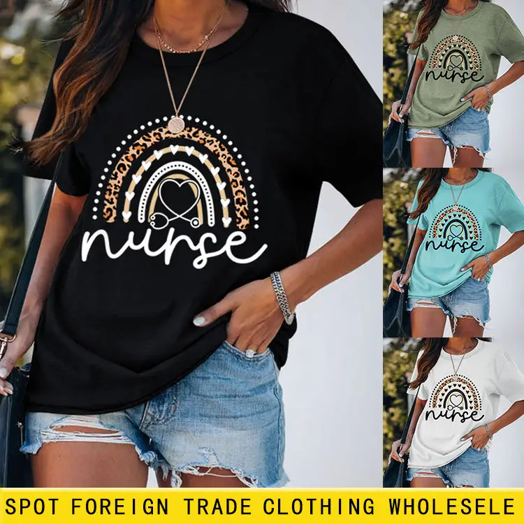 Nurse Leopard Rainbow Print T-Shirt Pink - Image 27