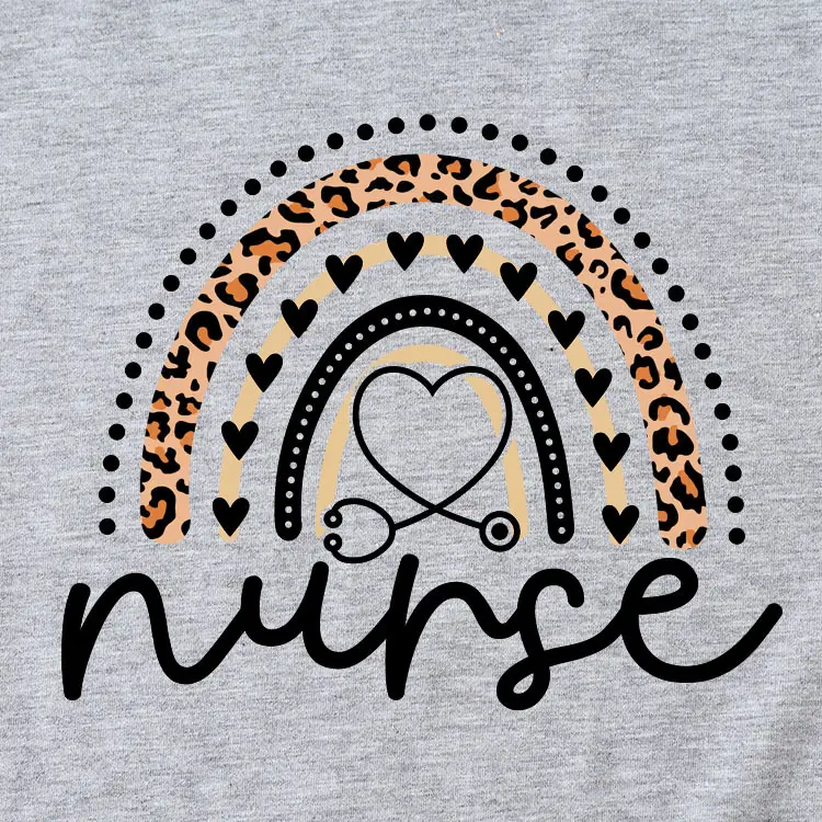 Nurse Leopard Rainbow Print T-Shirt Pink - Image 29