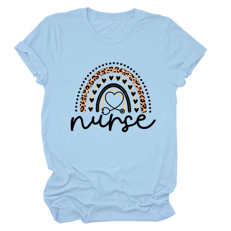 Nurse Leopard Rainbow Print T-Shirt Pink - Image 20