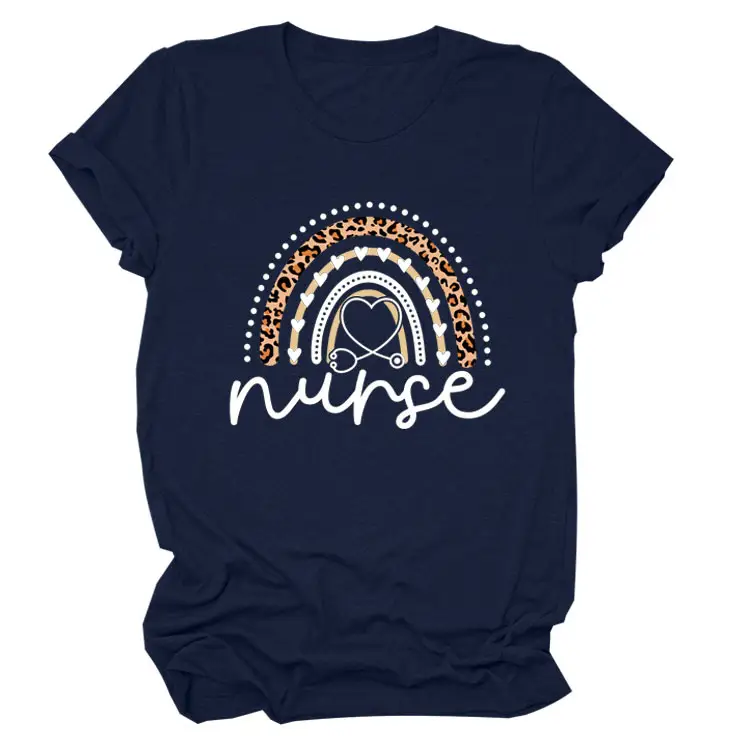 Nurse Leopard Rainbow Print T-Shirt Pink - Image 17