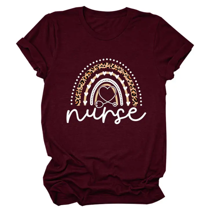 Nurse Leopard Rainbow Print T-Shirt Pink - Image 12