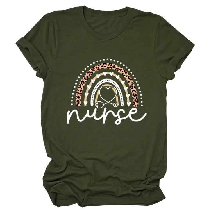 Nurse Leopard Rainbow Print T-Shirt Pink - Image 13