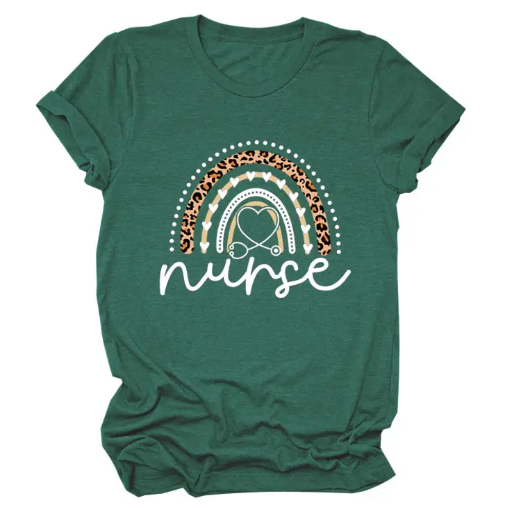 Nurse Leopard Rainbow Print T-Shirt Pink - Image 15