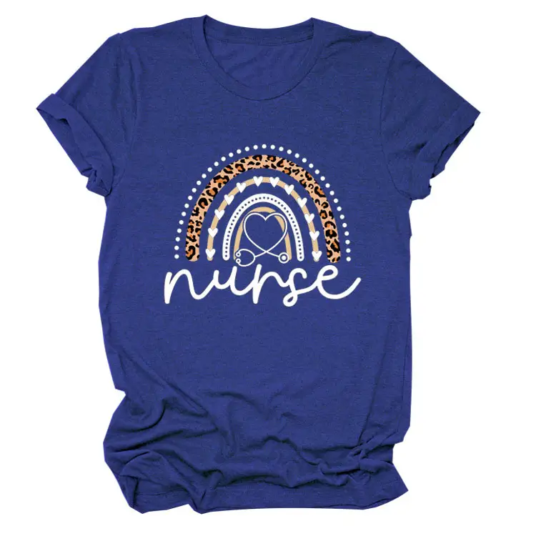 Nurse Leopard Rainbow Print T-Shirt Pink - Image 16