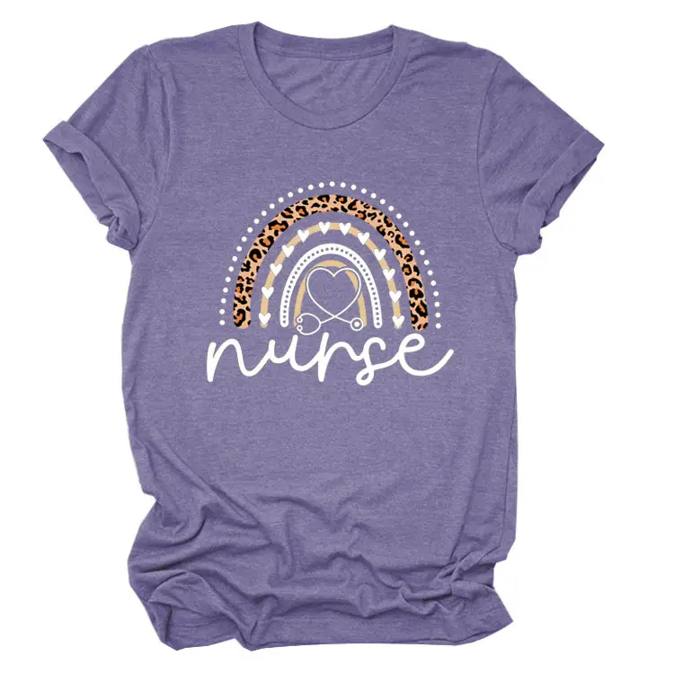 Nurse Leopard Rainbow Print T-Shirt Pink - Image 18