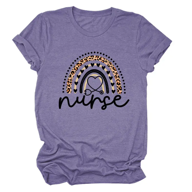 Nurse Leopard Rainbow Print T-Shirt Pink - Image 19