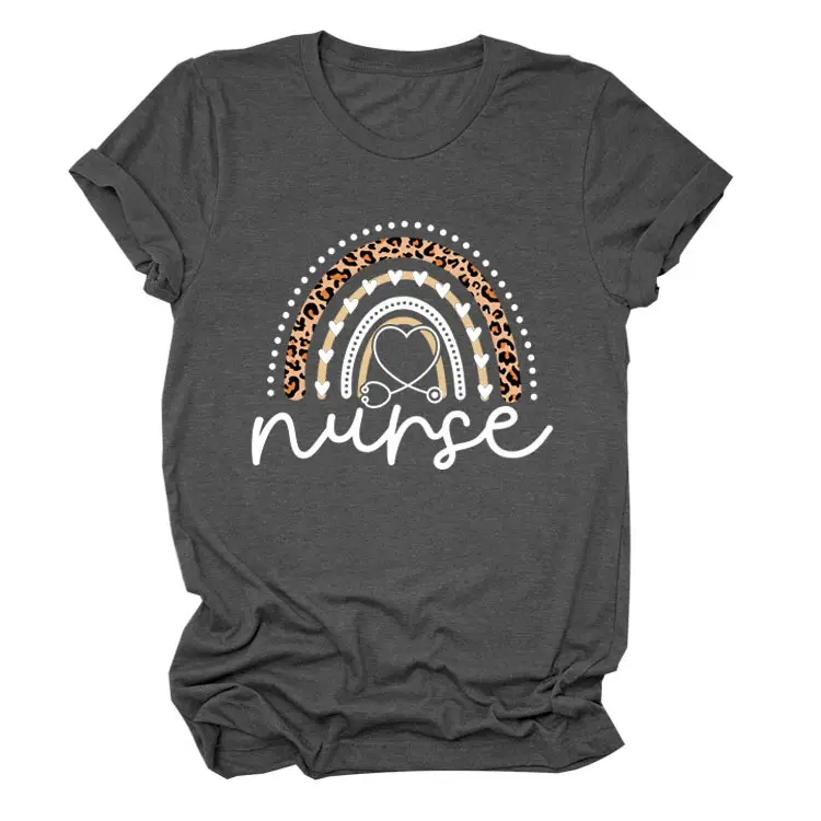 Nurse Leopard Rainbow Print T-Shirt Pink - Image 2