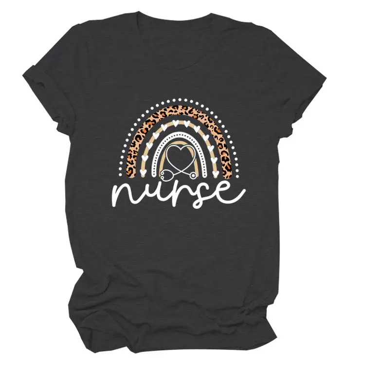 Nurse Leopard Rainbow Print T-Shirt Pink - Image 21