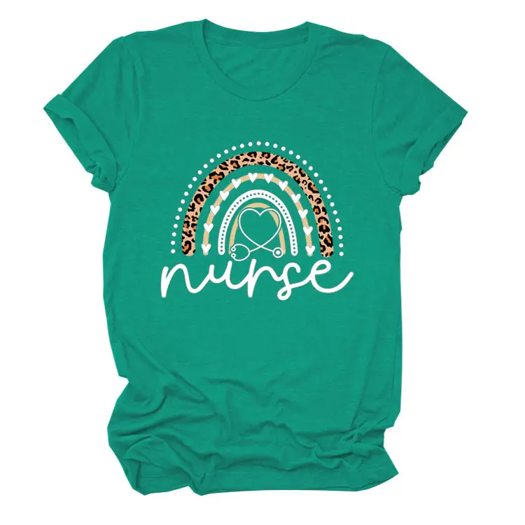 Nurse Leopard Rainbow Print T-Shirt Pink - Image 22