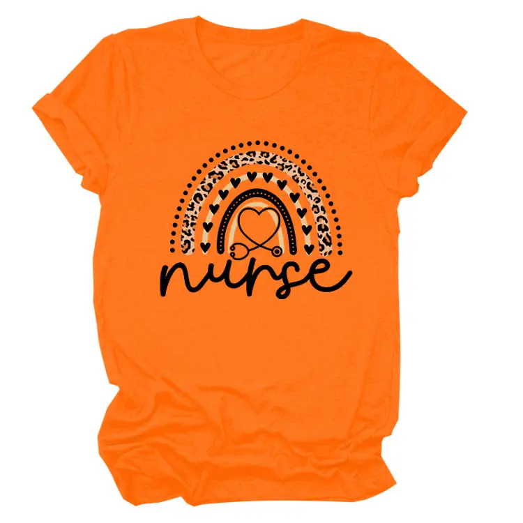 Nurse Leopard Rainbow Print T-Shirt Pink - Image 23