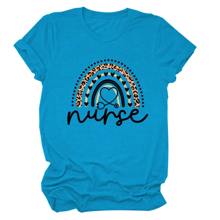 Nurse Leopard Rainbow Print T-Shirt Pink - Image 24