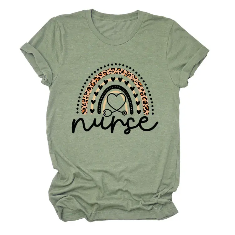 Nurse Leopard Rainbow Print T-Shirt Pink - Image 26