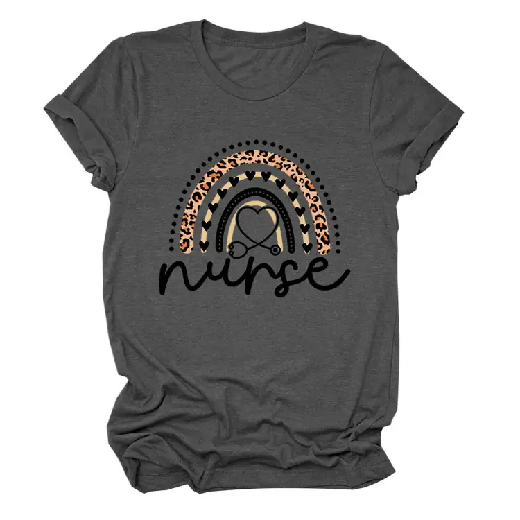 Nurse Leopard Rainbow Print T-Shirt Pink - Image 3