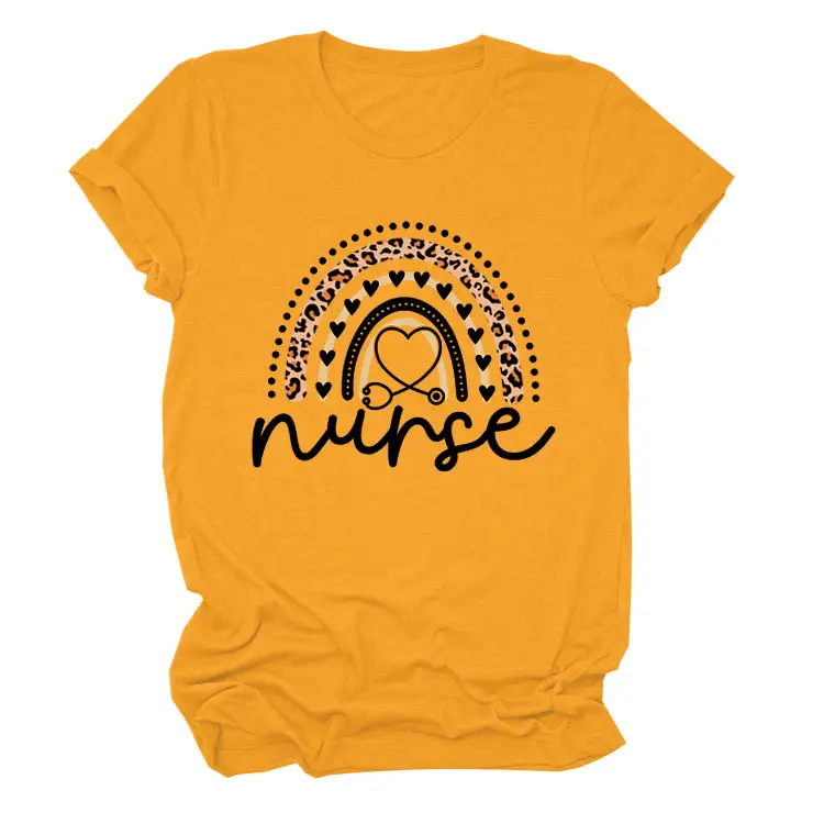 Nurse Leopard Rainbow Print T-Shirt Pink - Image 4