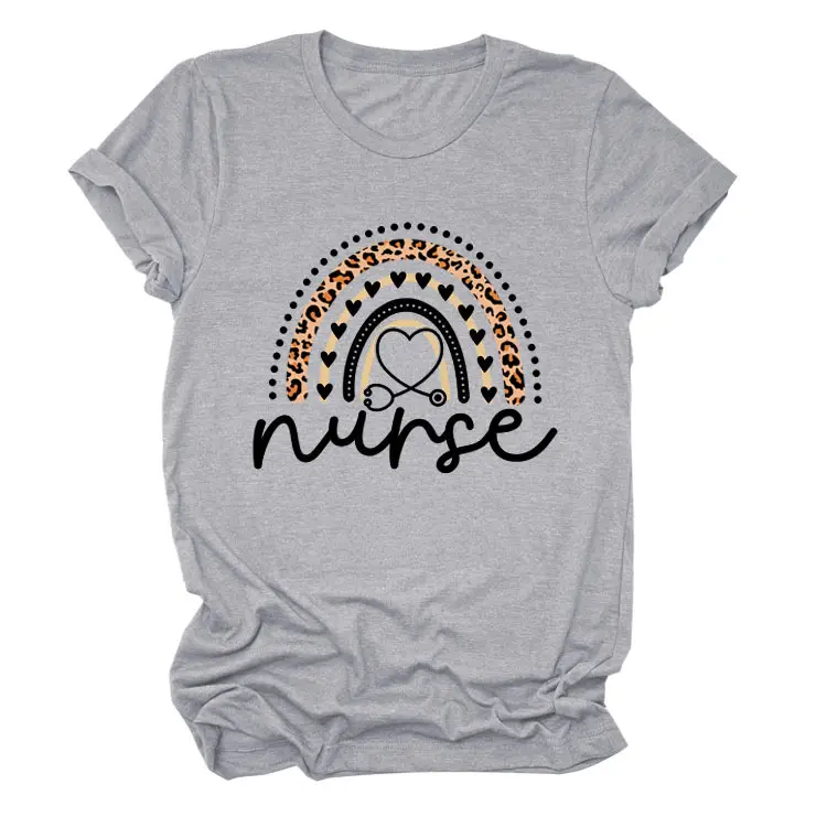 Nurse Leopard Rainbow Print T-Shirt Pink - Image 5