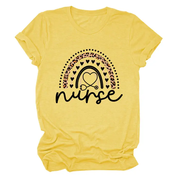 Nurse Leopard Rainbow Print T-Shirt Pink - Image 6