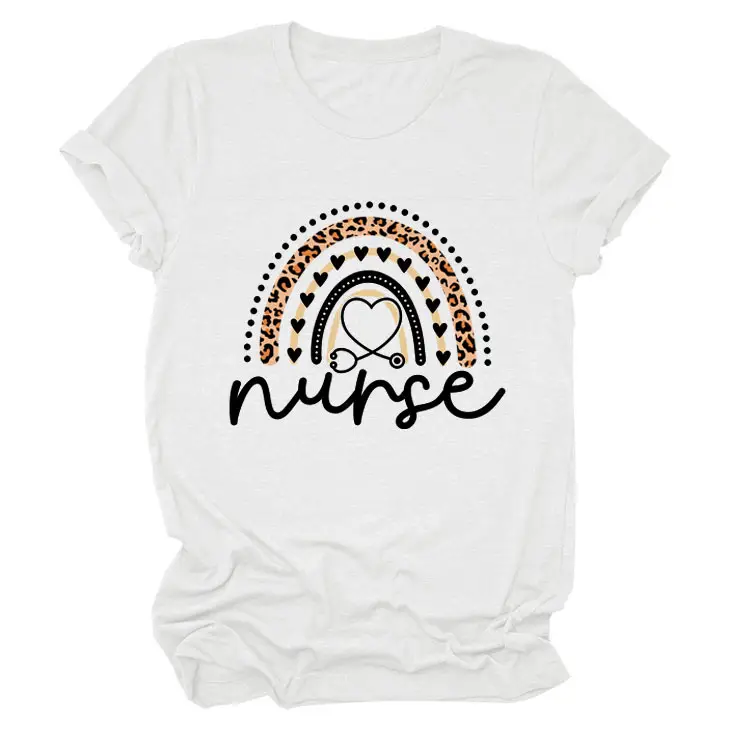 Nurse Leopard Rainbow Print T-Shirt Pink - Image 8
