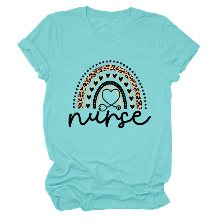 Nurse Leopard Rainbow Print T-Shirt Pink - Image 9