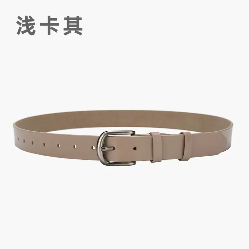 Women Cowhide Leather Belt with Buckle Brown - Image 3