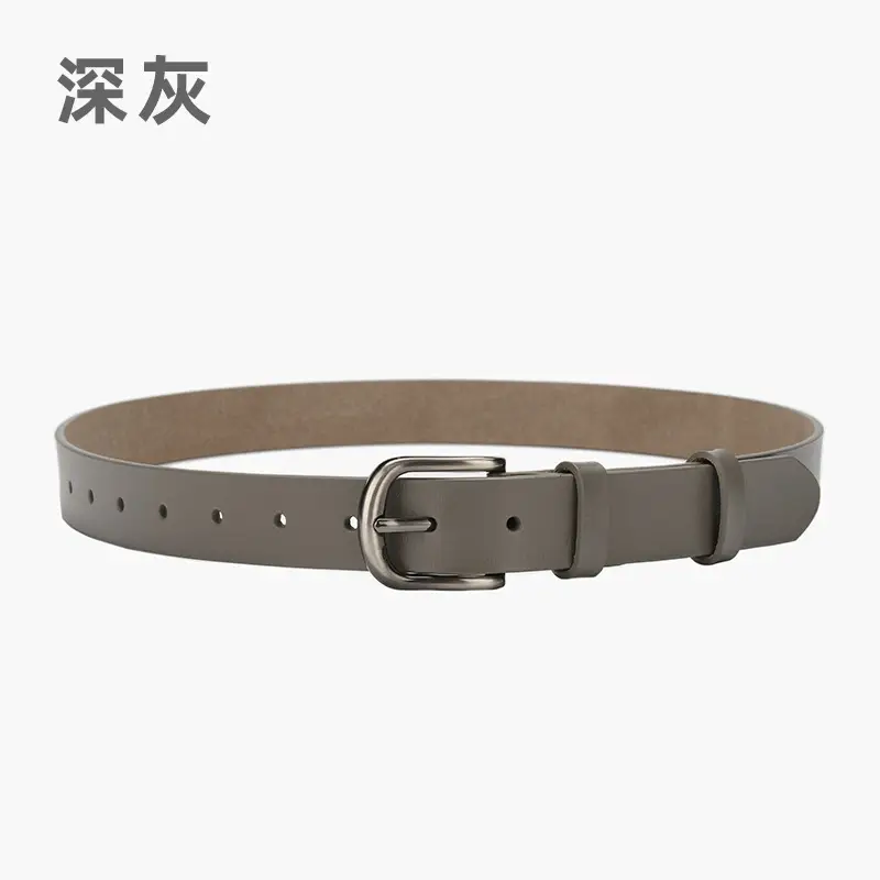 Women Cowhide Leather Belt with Buckle Brown - Image 5