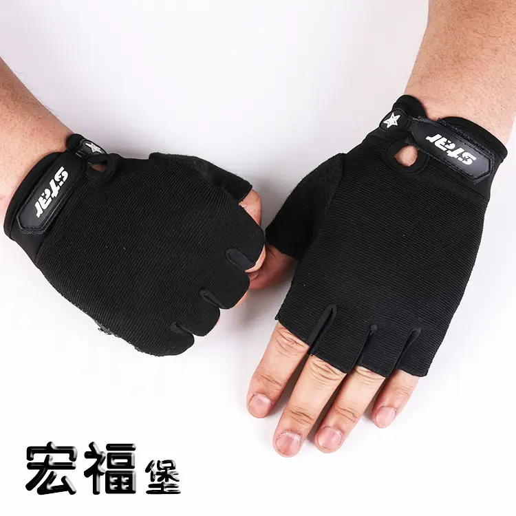 Men Tactical Half-Finger Gloves Green Camo Outdoor Cycling — feature 10