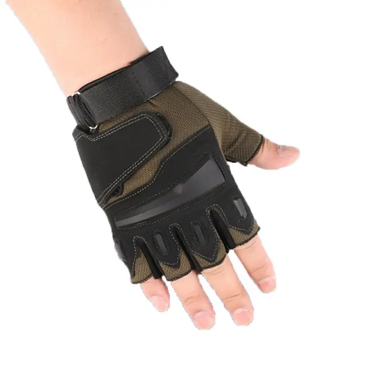 Men Tactical Half-Finger Gloves Green Camo Outdoor Cycling — feature 14