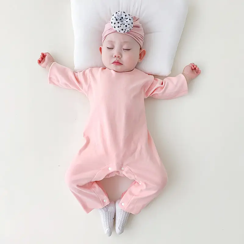 Baby Pink Long Sleeve Boneless Romper One Piece - Image 4