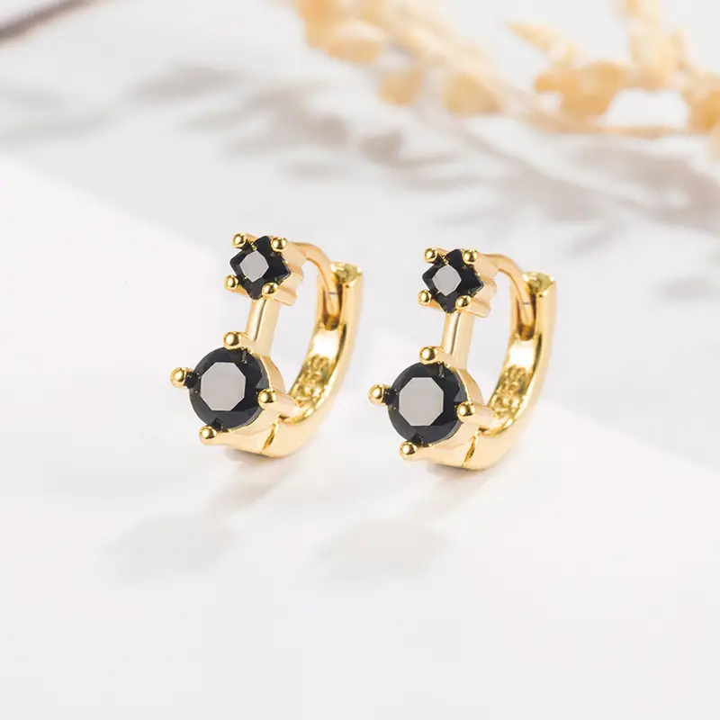 Black Double Diamond Ear Rings for Women - Image 2