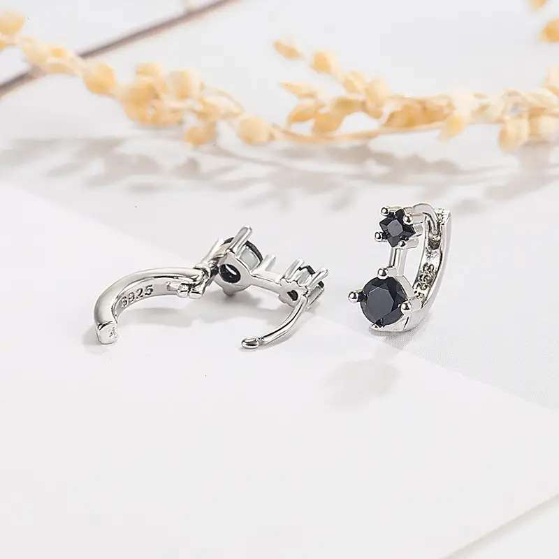 Black Double Diamond Ear Rings for Women - Image 4