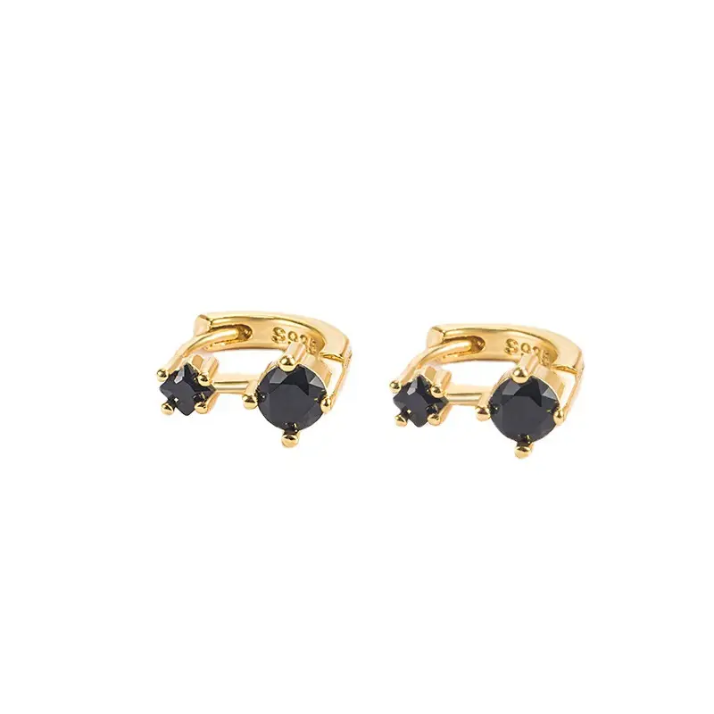 Black Double Diamond Ear Rings for Women - Image 5