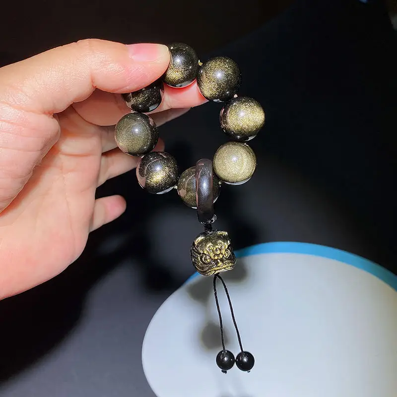 Jingyao Gold Obsidian Cat's Eye Ring 12mm - Image 7