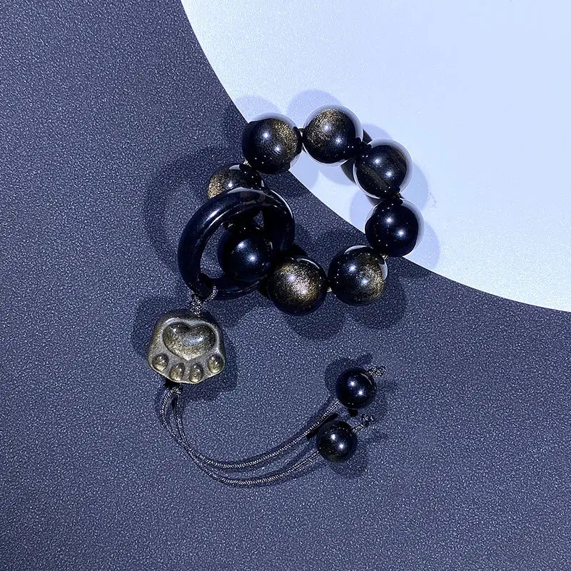 Jingyao Gold Obsidian Cat's Eye Ring 12mm - Image 8