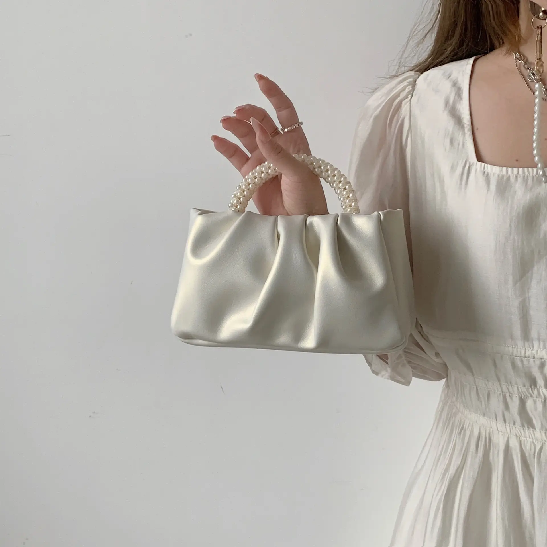 2026 Pearl Wrist Pleated Mini Bag for Women - Image 6