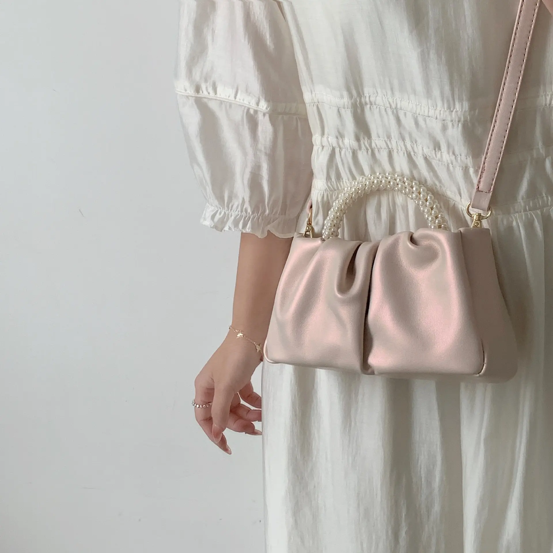 2026 Pearl Wrist Pleated Mini Bag for Women - Image 8