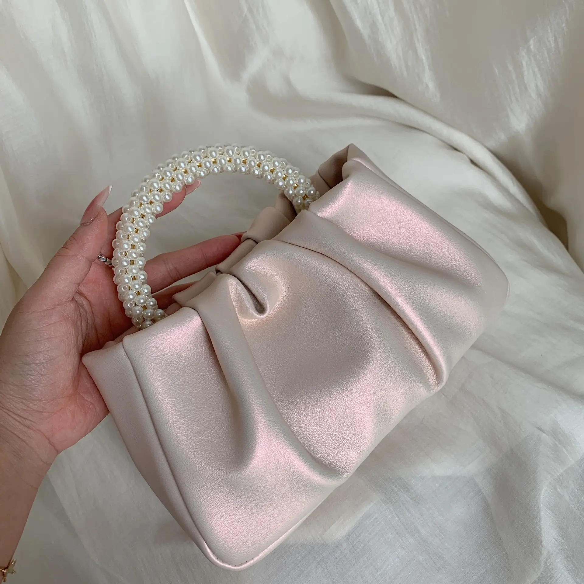 2026 Pearl Wrist Pleated Mini Bag for Women - Image 2