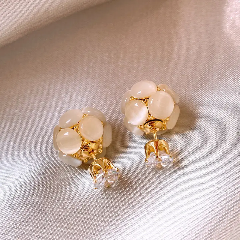 2022 New Cat's Eye Silver Pin Earrings for Women