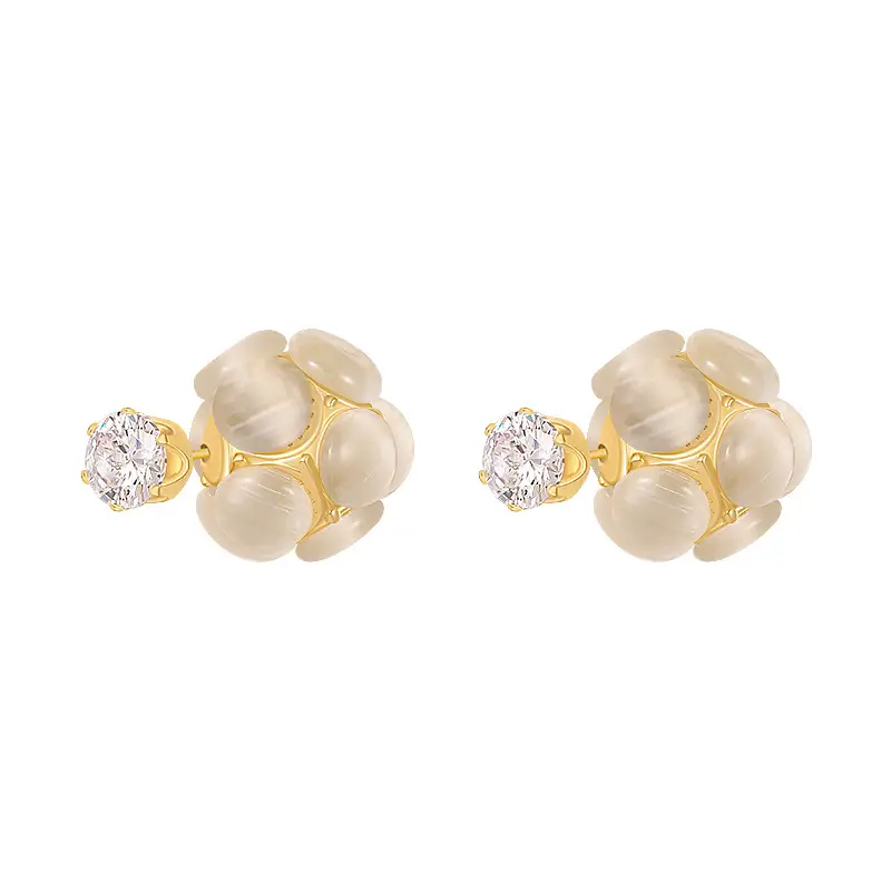 2022 New Cat's Eye Silver Pin Earrings for Women