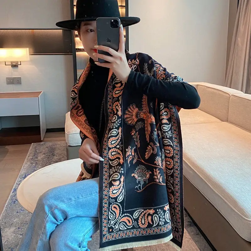 Women Korean Joker Cashmere Shawl Double Sided Warm Winter - Image 9