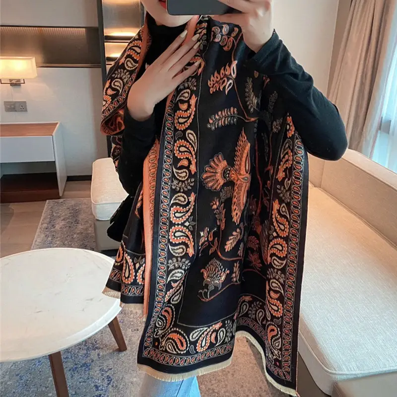 Women Korean Joker Cashmere Shawl Double Sided Warm Winter - Image 3