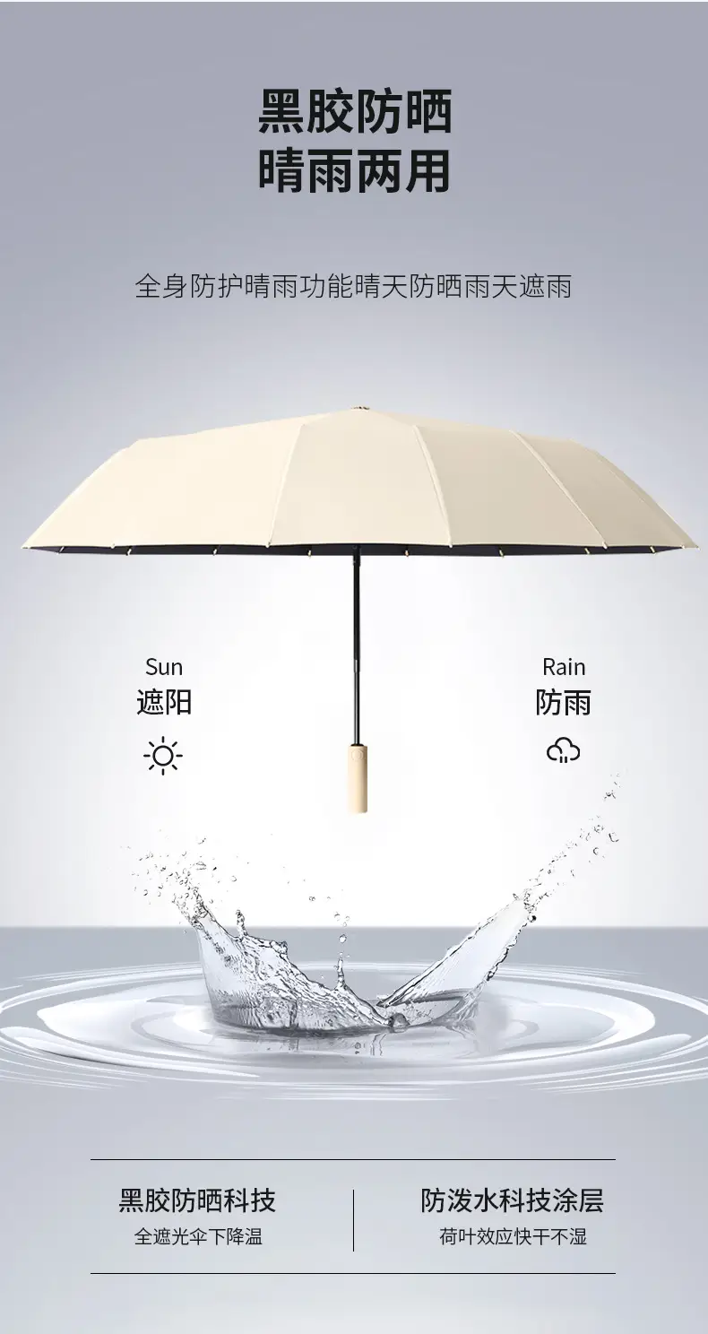 Full Automatic Black Umbrella UV Protection Large — feature 13