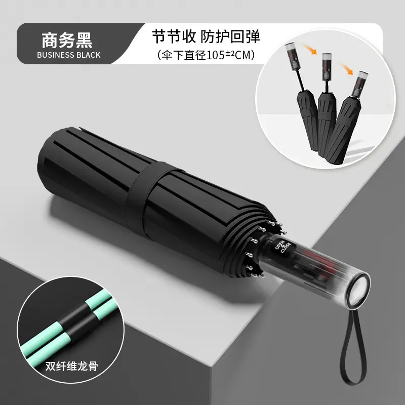 Full Automatic Black Umbrella UV Protection Large - Image 10