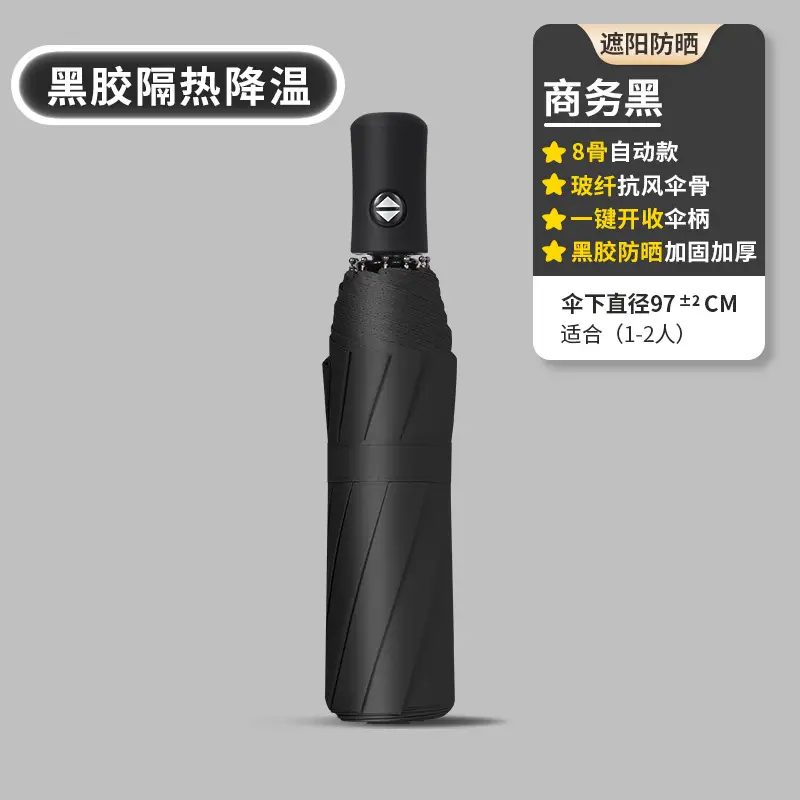 Full Automatic Black Umbrella UV Protection Large - Image 3