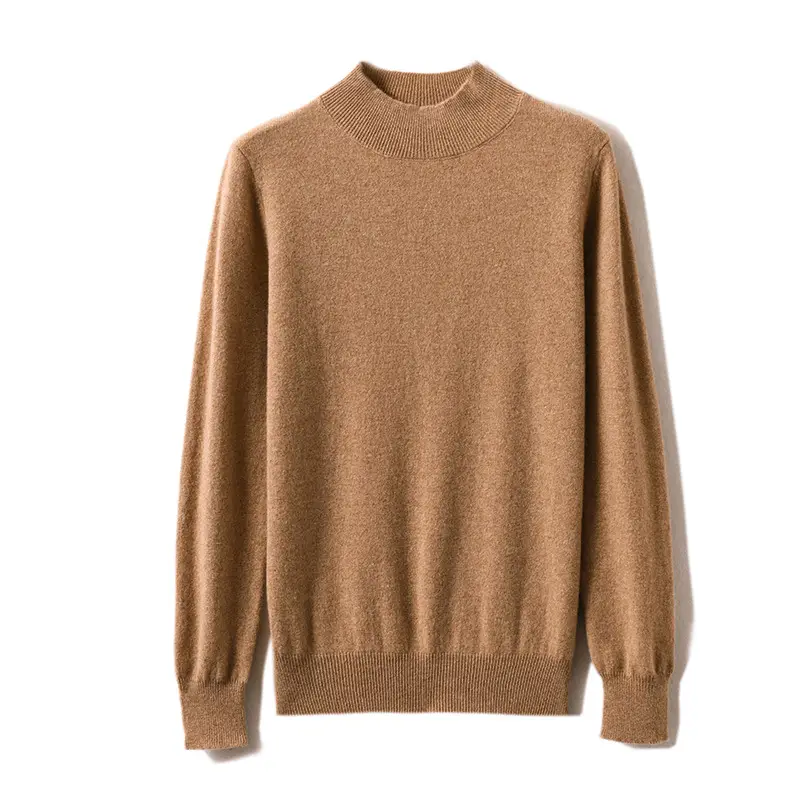 Women's 2022 Wool Semi-High Collar Sweater Brown - Image 16