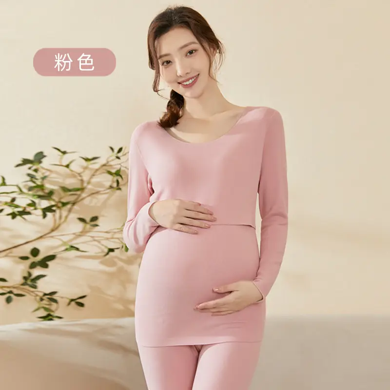 Black Velvet Thermal Pajamas for Pregnant Women - Image 2
