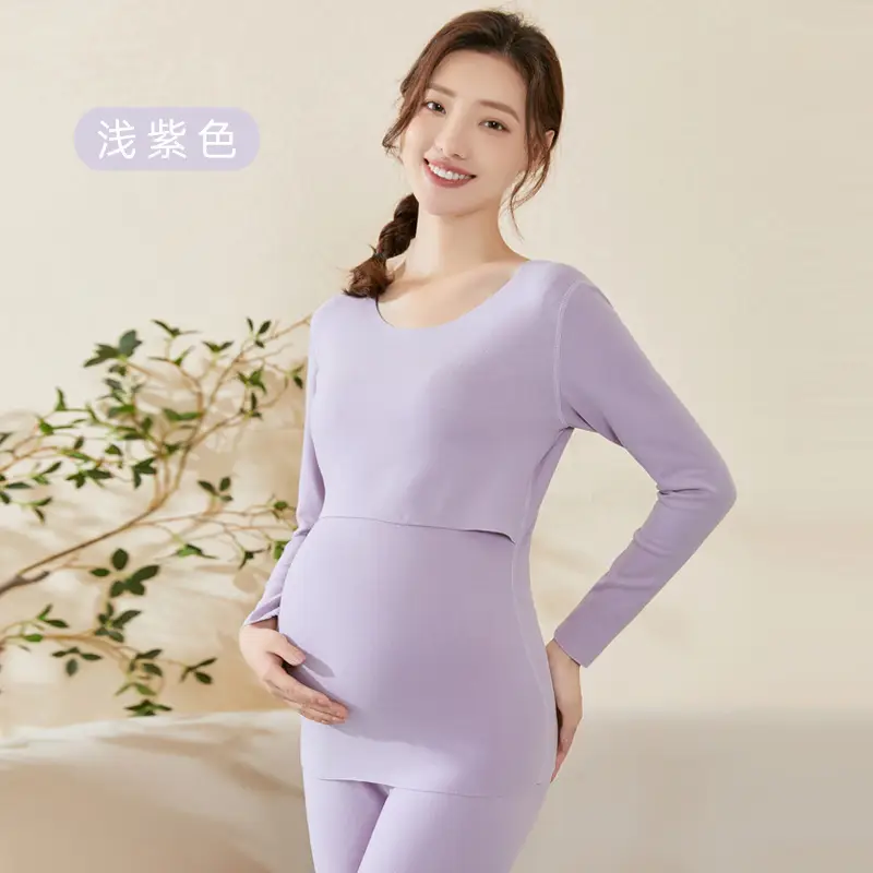 Black Velvet Thermal Pajamas for Pregnant Women - Image 4