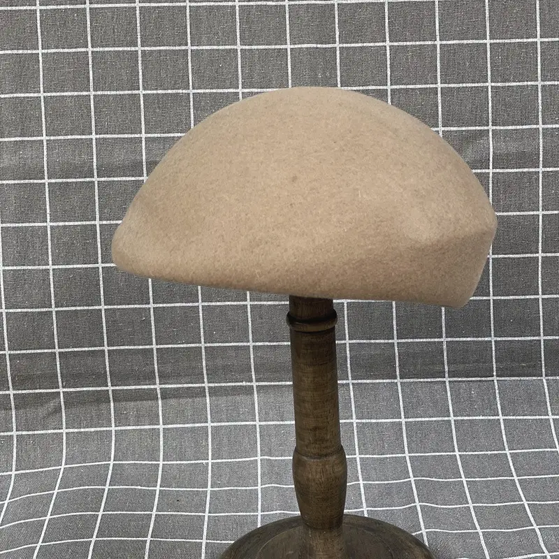 Women Woolen Beret Autumn Winter Plain Black - Image 4