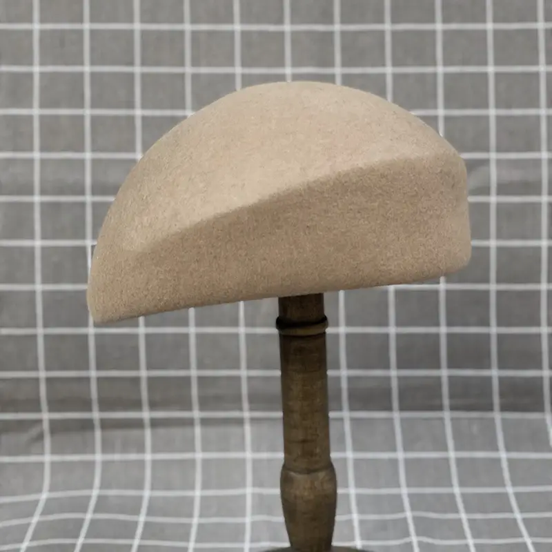 Women Woolen Beret Autumn Winter Plain Black - Image 5