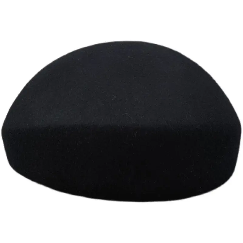 Women Woolen Beret Autumn Winter Plain Black - Image 7