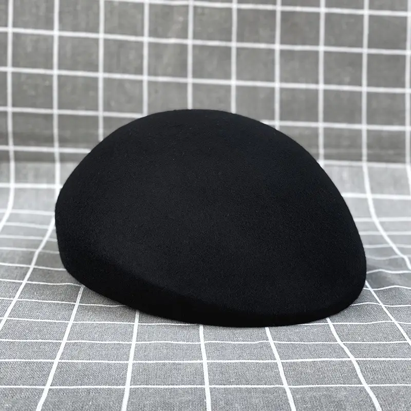 Women Woolen Beret Autumn Winter Plain Black — feature 11